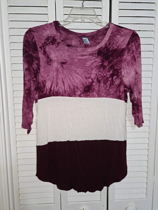 M. Fasis Tops - M. Fasis Women's 1X Colorblock Tie-Dye Long Sleeve Top
